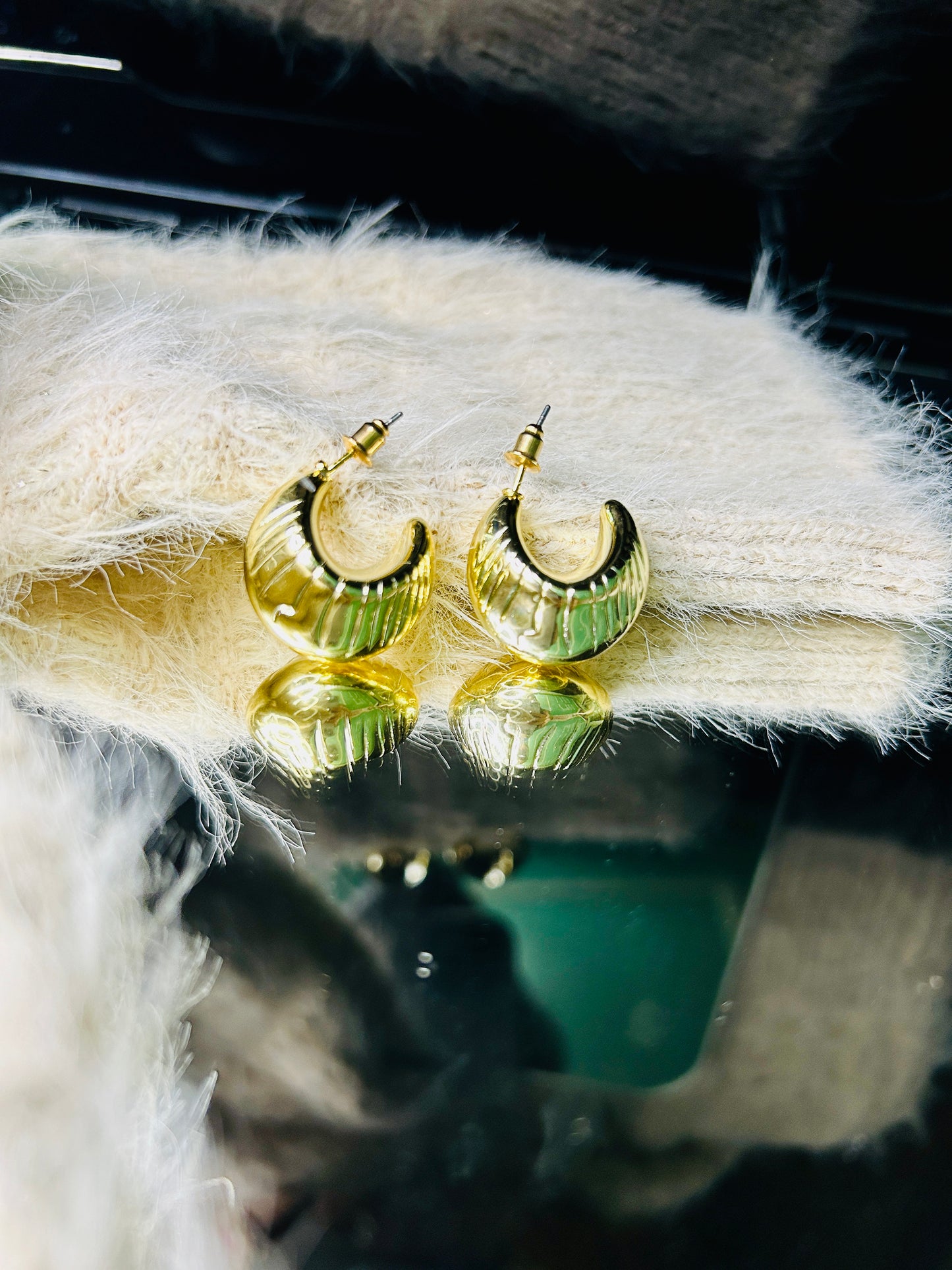 Golden chunky hoop earrings